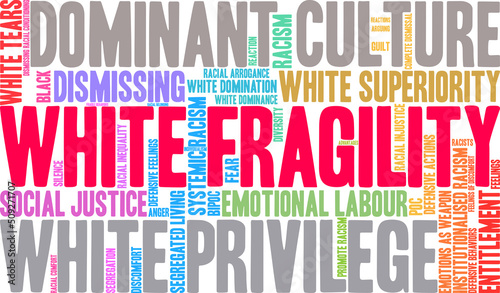 White Fragility Word Cloud on a white background