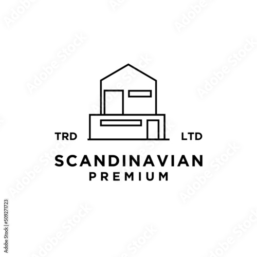 Scandinavian house illustration vector logo design