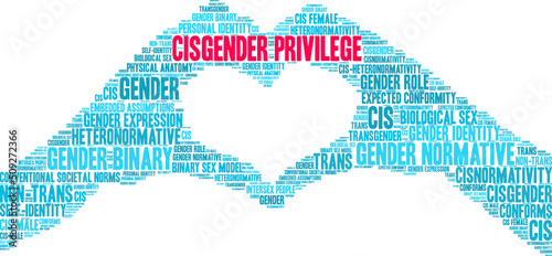 Cisgender Privilege Word Cloud on a white background. 