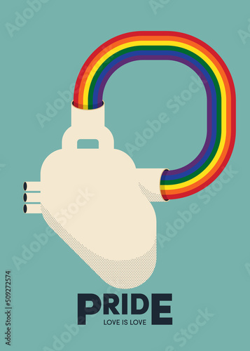 LGBTQ community pride month poster design template with rainbow stripe line