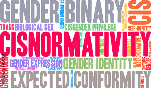 Cisnormativity Word Cloud on a white background.  photo