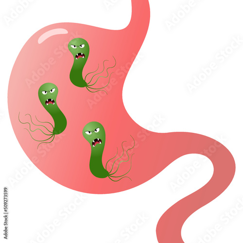 Vector Illustration Graphic of Cartoon Helicobacter Pylori