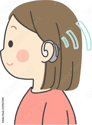 補聴器をつけている女の子