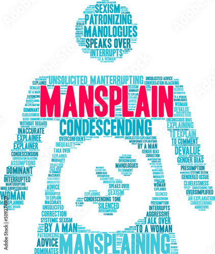 Mansplain Word Cloud on a white background. 