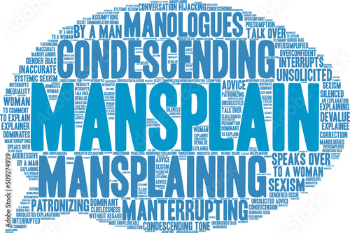 Mansplain Word Cloud on a white background. 