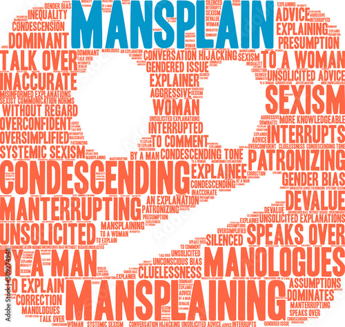 Mansplain Word Cloud on a white background. 