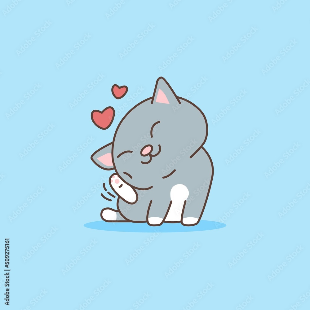 Cute cat scratching Cartoon kawaii Cute cat scratching Cartoon kawaii