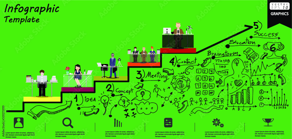 Obraz premium Illustration business.design modern idea and concept think creativity. for brainstorm,Social network,success,plan,think,search,analyze,communicate, futuristic idea innovation technology.