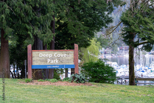 North Vancouver, BC, Canada - April 19 2021 : Deep Cove Park. A popular summer resort for Vancouver residents. photo
