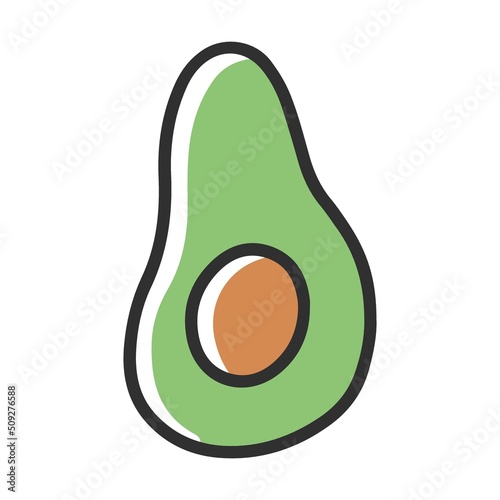 Avocado fruit. Delicious healthy and unhealthy nutrition. Cartoon vector isolated on white background. Good vs bad choice