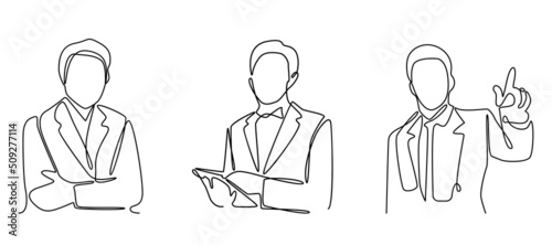 Businessman Concept Continuous Line Drawing Style Business Abstract Illustration