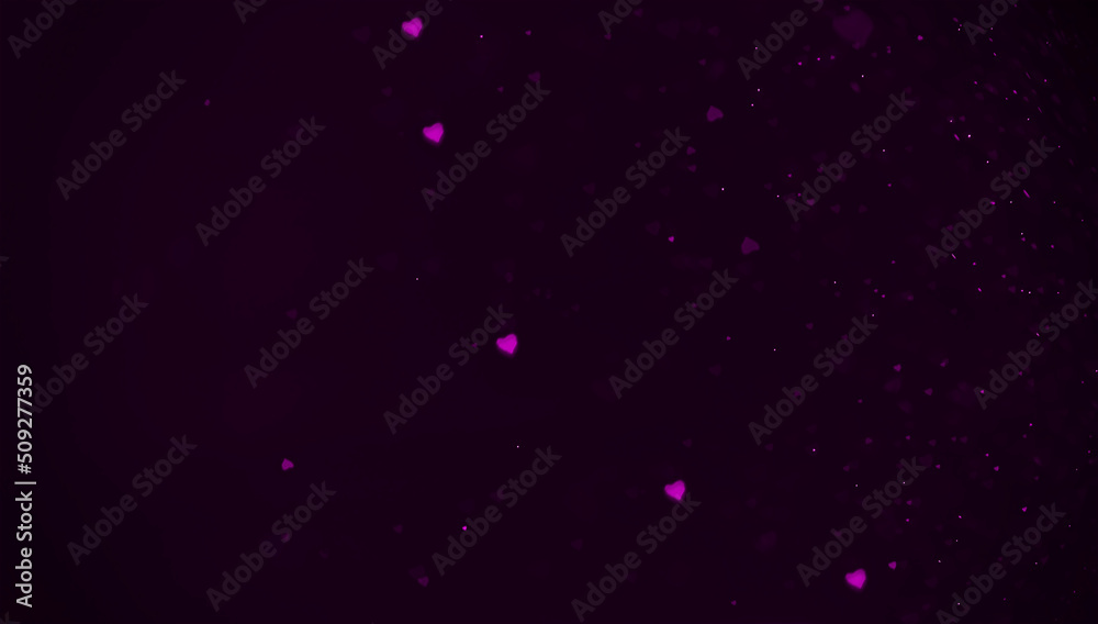 Purple heart bokeh glitter on black background. Purple heart bokeh glitter on black background.