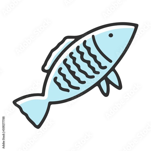 Fresh fish. Delicious healthy and unhealthy nutrition. Cartoon vector isolated on white background. Good vs bad choice