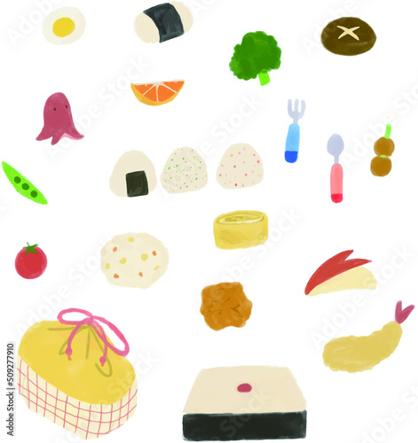 お弁当の中身イラストセット【ベクター】