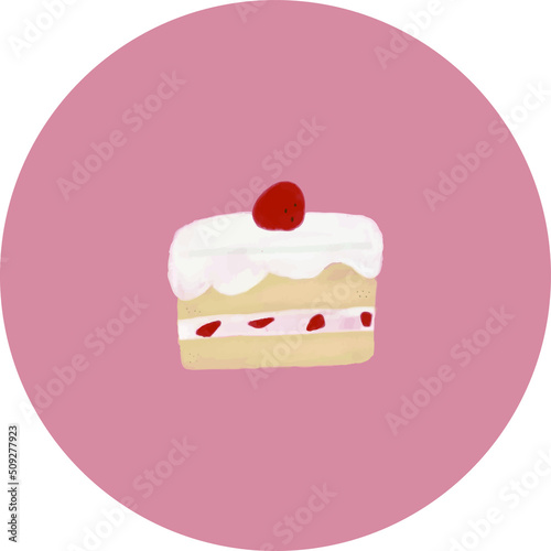 いちごのショートケーキのアイコンイラスト【単体】