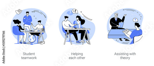 Peer tutoring isolated cartoon vector illustrations se