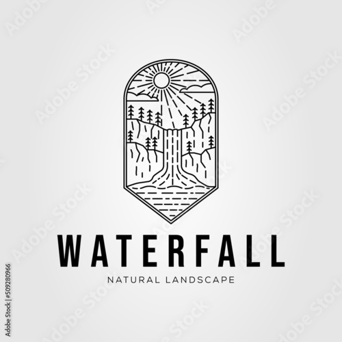 tiered waterfall or river falls logo vector illustration design