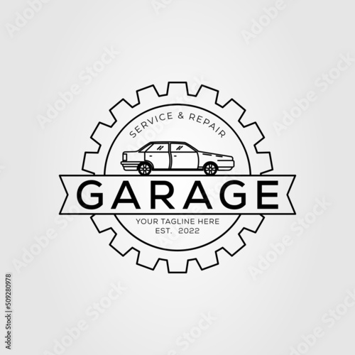 garage car or vehicle workshop logo vector illustration design
