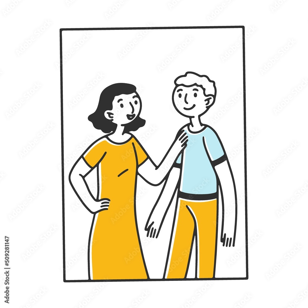 Open window with people inside apartments. Exterior of building with neighbors, friends talking, reading book. Vector illustration Open window with people inside apartments. Exterior of building with neighbors, friends talking, reading book. Vector illustration