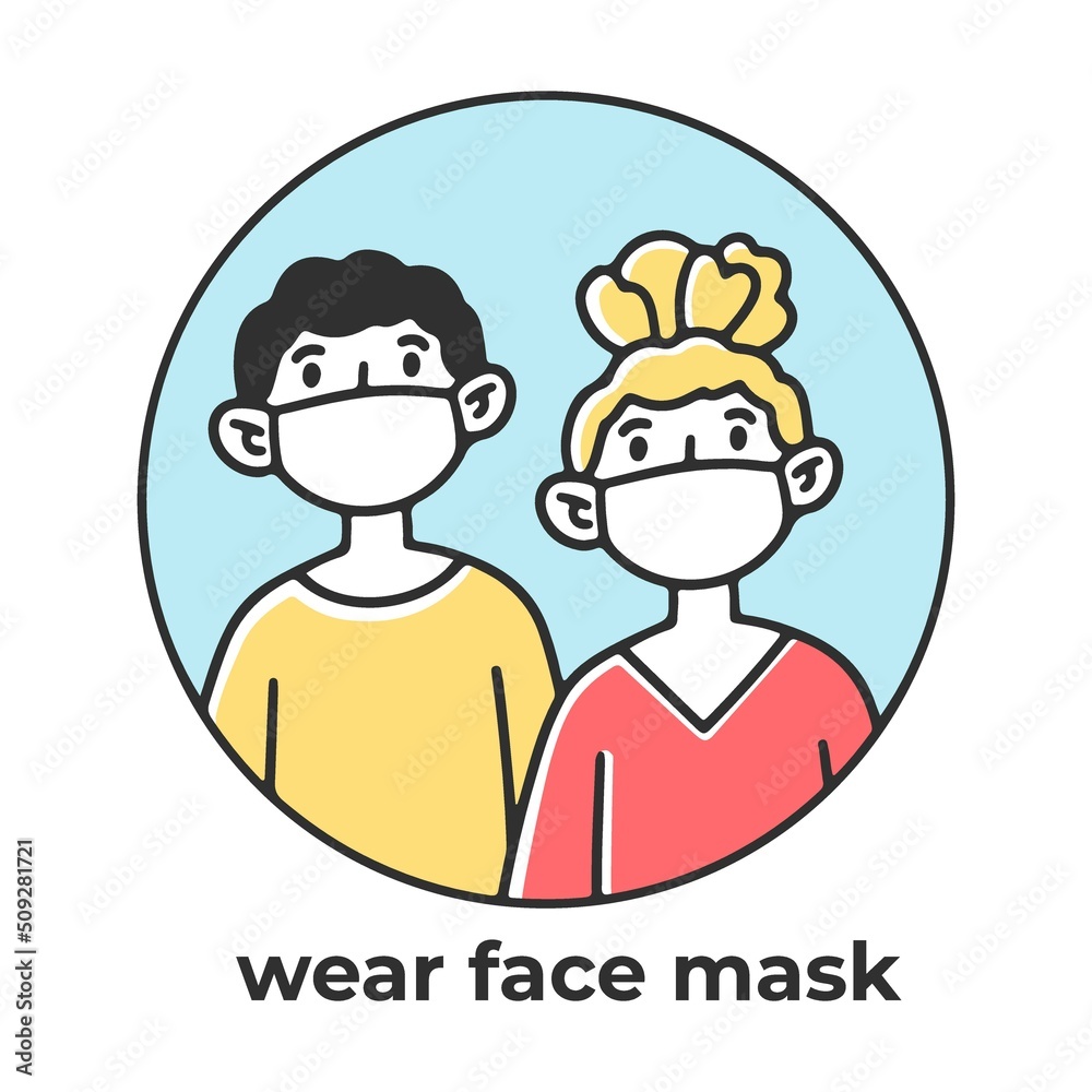 Wear a medical face mask. Coronavirus prevention tip. Doctor presenting list of measures to stop corona virus spreading. Vector illustration for ncov-2019 protection Wear a medical face mask. Coronavirus prevention tip. Doctor presenting list of measures to stop corona virus spreading. Vector illustration for ncov-2019 protection