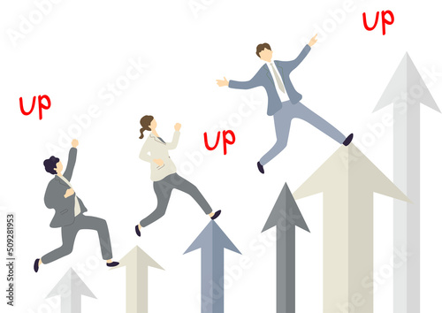 右肩上がり　男性、女性