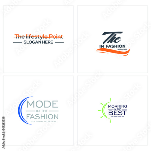 A set of lettering combination mark icon sun line art logo design suitable for business fashion retail store and others