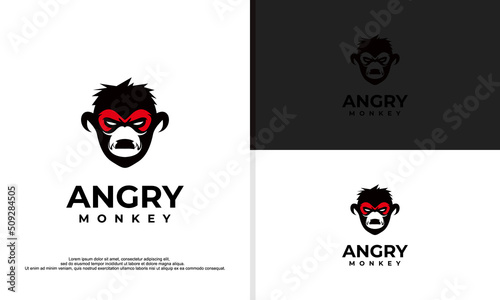 logo illustration vector graphic animal of angry monkey face.