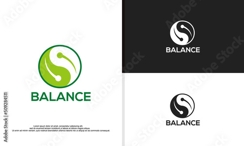 logo illustration vector graphic of yin and yang formed from leaves. suitable for nutrition, skin care, beauty company, etc.