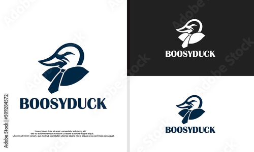 duck boss logo design vetor illustration