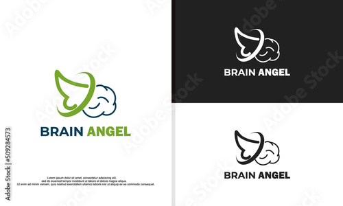 logo illustration vector graphic of angel wings combined with brain signify kindness, intelligence, and positive thinking