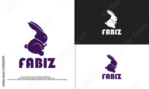 fat rabbit logo design illustration