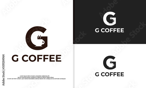 logo illustration vector graphic of letter G with coffee cup in negative space. fit for coffee shop, etc.