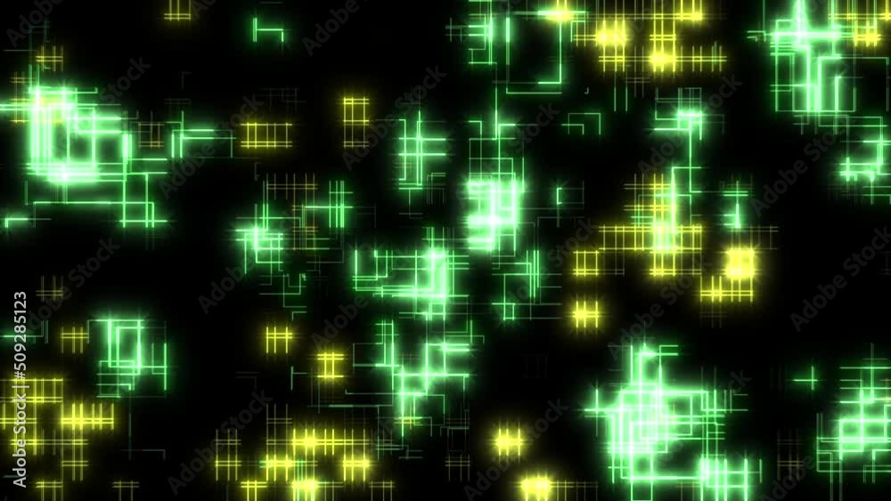 Green and yellow neon lines and grid pattern in 80s style, abstract business, corporate and retro style background Green and yellow neon lines and grid pattern in 80s style, abstract business, corporate and retro style background