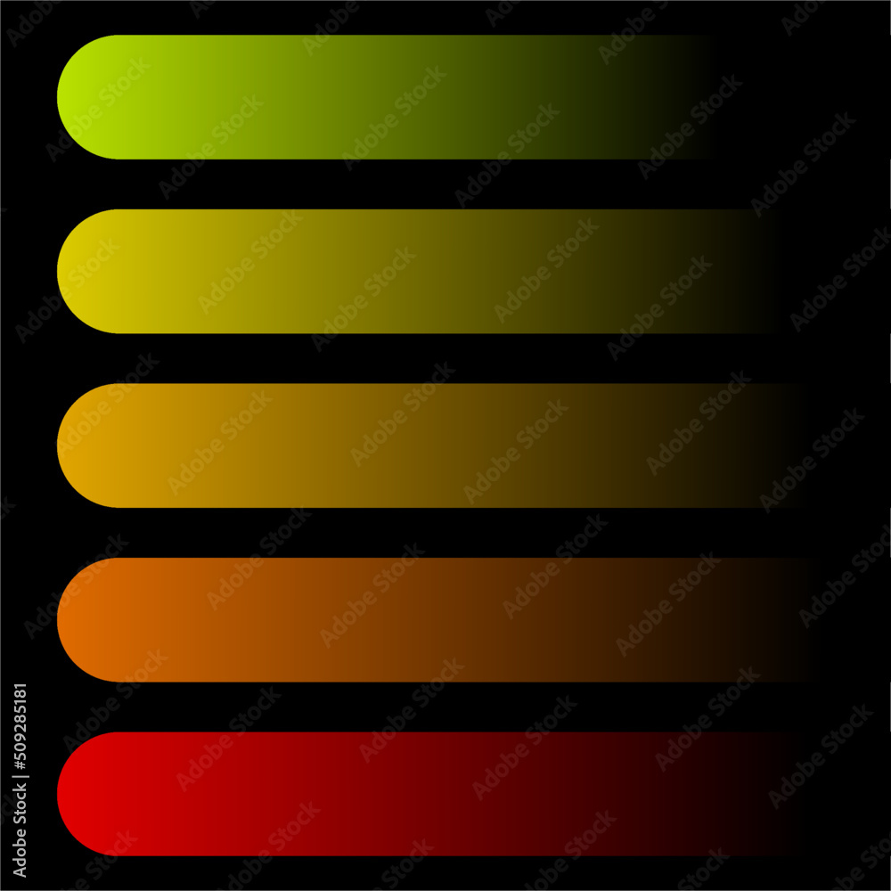 Fototapeta premium Vector gradient of various colors in multiple lines. Green, yellow, orange and red. Background is black.