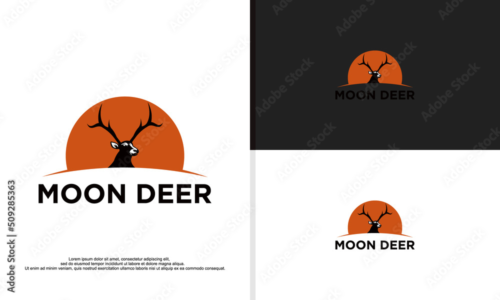 moon deer logo design vector illustration