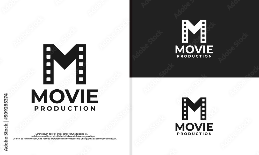 letter M logo design illustration, movie maker studio logo. letter M logo design illustration, movie maker studio logo.