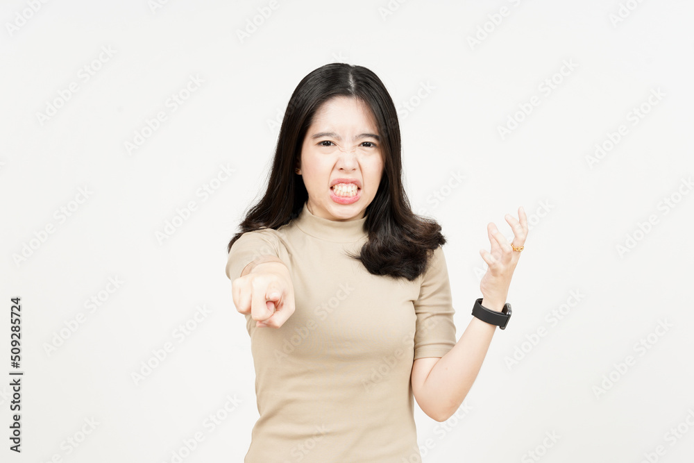 Pointing to You and Angry Gesture Of Beautiful Asian Woman Isolated On White Background Pointing to You and Angry Gesture Of Beautiful Asian Woman Isolated On White Background