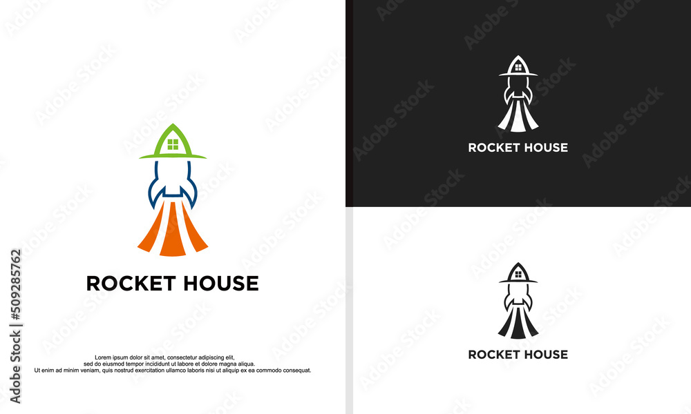 logo illustration vector graphic of rocket combined with house, fit for real estate company, etc.