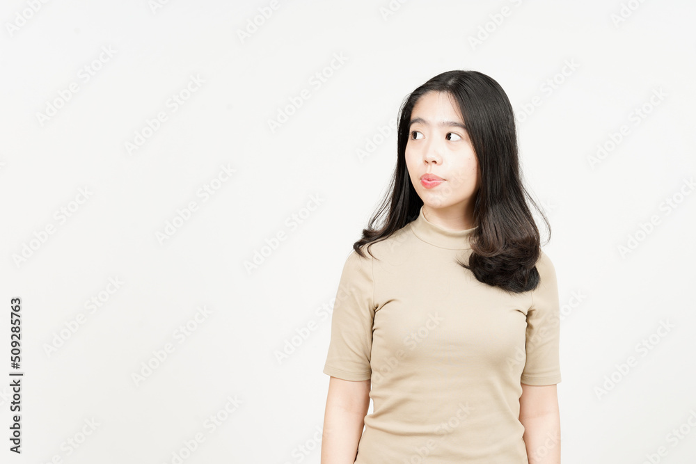 Angry and looking side Of Beautiful Asian Woman Isolated On White Background Angry and looking side Of Beautiful Asian Woman Isolated On White Background