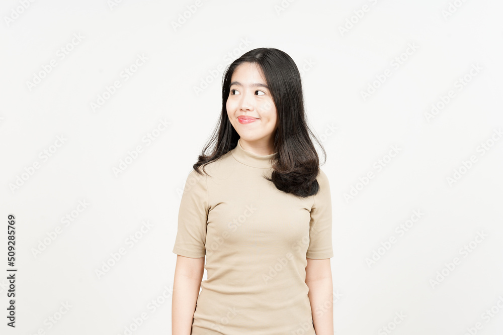 Looking away and smiling Of Beautiful Asian Woman Isolated On White Background Looking away and smiling Of Beautiful Asian Woman Isolated On White Background