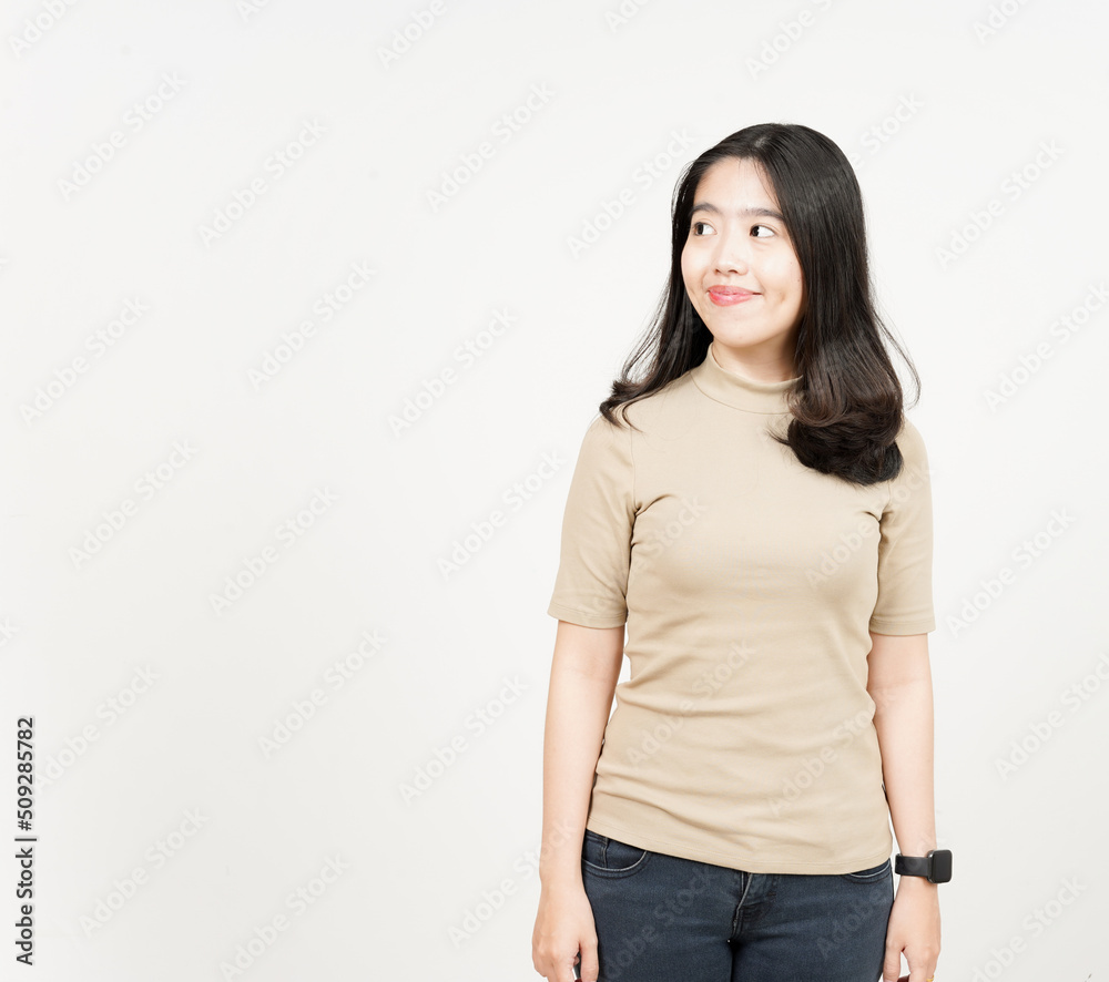 Looking away and smiling Of Beautiful Asian Woman Isolated On White Background Looking away and smiling Of Beautiful Asian Woman Isolated On White Background
