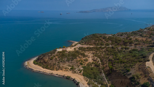 Wallpaper Mural Drone photos of El Morro hill, recorded in the middle of a sunny morning, in the videos you can see, El Morro hill, hills, mountains, coasts, roads, trees on the shore of the beach, beach, rocks, sand Torontodigital.ca