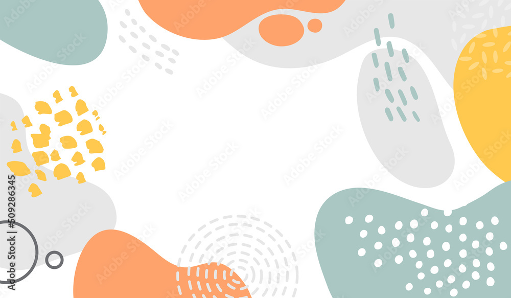 Fototapeta premium Design banner frame background .Colorful poster background vector illustration.Exotic plants, branches,art print for beauty, fashion and natural products,wellness, wedding and event.
