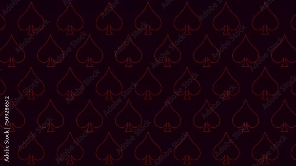 Neon red spades pattern on dark black space, abstract corporate, business and club style background Neon red spades pattern on dark black space, abstract corporate, business and club style background