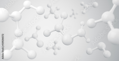 Fototapeta Naklejka Na Ścianę i Meble -  white molecule or atom, Abstract Clean structure for Science or medical background, 3d rendering.