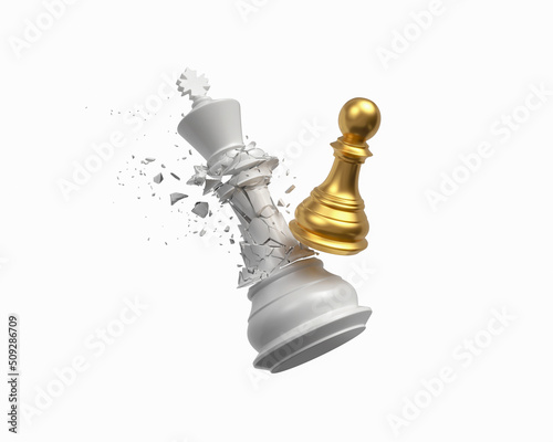 chess pieces isolate on white background, chess competition Concept of Strategy business ideas, chess battle, business strategy concept.3d rendering.