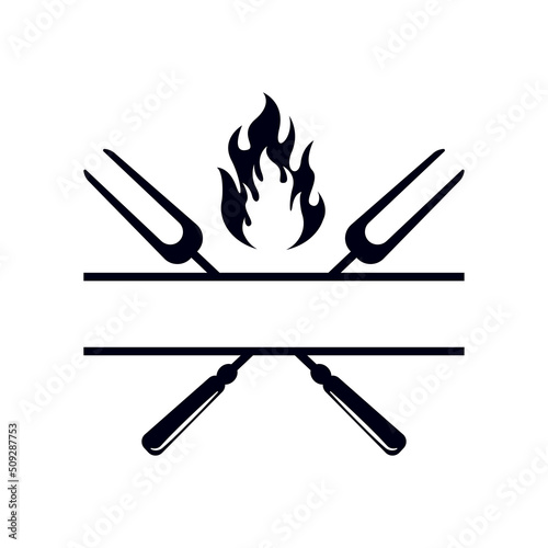 grill logo icon design template vector