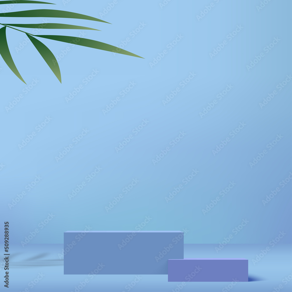 Blue podium in blue background for product presentation. Vector Blue podium in blue background for product presentation. Vector