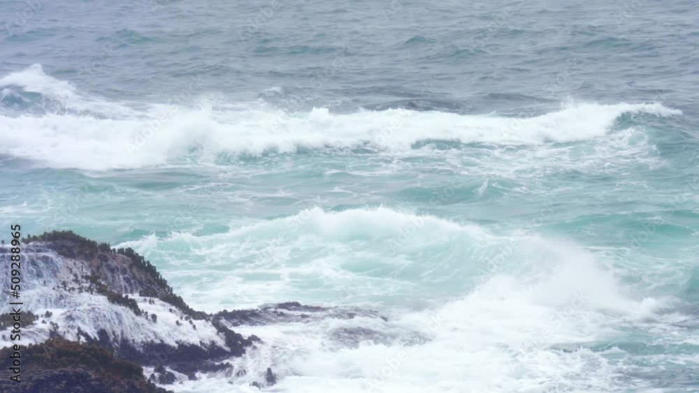Sea Waves Crashing On The Rocky Coast Of Beach In Mendocino, California. - static Sea Waves Crashing On The Rocky Coast Of Beach In Mendocino, California. - static
