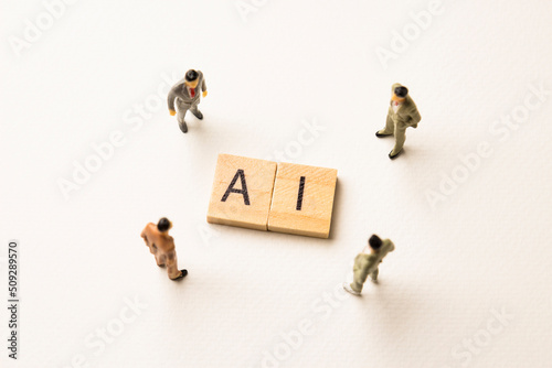 businessman figures at ai words